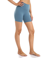 6" High Waisted Athletic Shorts#color_steel-blue