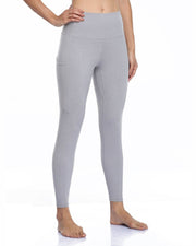 25" High Waisted Athletic Pants With Pocket#color_heather-cement-grey