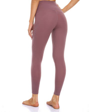 25" High Waisted Athletic Pants With Pocket#color_dusty-red