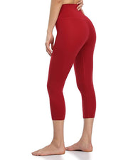 21" High Waisted Capris#color_rose-red