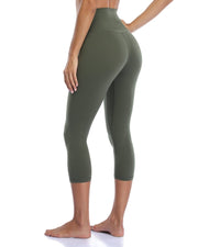 21" High Waisted Capris#color_army-green