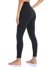 25" High Waisted Athletic Pants With Pocket#color_black