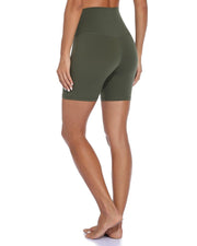6" High Waisted Athletic Shorts#color_army-green