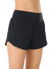 Mesh Liner Running Shorts With Pockets#color_black